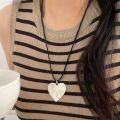 wholesale S925 Sterling Silver Korean Style Hammered Irregular Heart Necklace for Women, Ins-inspired Design Pendant Choker-0-3