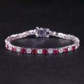 wholesale S925 sterling silver fashion moissanite tennis bracelet 3/4/5mm two-tone with lab-grown ruby-0-6