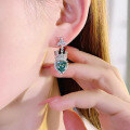 wholesale S925 Sterling Silver New Heart-shaped Crown Red and Green Color Clash Earrings Inlaid with High-Carbon Diamonds Ear Jewelry-0-2