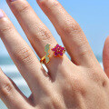 wholesale S925 Sterling Silver All-Over Red Elk Romantic Rose Flower Ring, Minimalist and Versatile for Daily Wear-0-2
