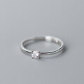 wholesale S925 sterling silver minimalist ins-style single diamond ring, elegant and sophisticated, high-end women's index finger ring R01386-0-1