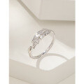 wholesale 925 Sterling Silver Leaf Ring for Women, Small and Unique Design, Light Luxury and Versatile Index Finger Ring, Adjustable Open Leaf Ring-0-1