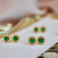 wholesale S925 Sterling Silver Red Elk Vintage Emerald Sugar Tower Sunflower Earrings, Fashionable and Unique Original Earrings for Women-0-3