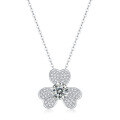 wholesale 925 Sterling Silver Plated with 18K Gold Full Diamond Clover Petal Necklace 1 Carat 65mm Moissanite Pendant Necklace-0-4