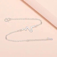 wholesale Metal material: S925 silver heart beat bracelet simple and sweet collarbone chain design sense super fairy temperament ins light luxury-xb1036-white gold