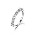 wholesale 925 Sterling Silver Micro-Paved Zirconia Row Ring, Fashionable Commute OL Classic Trend Versatile High-End Feel Ring Accessory-0-0
