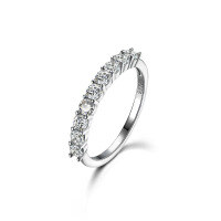 wholesale 925 Sterling Silver Micro-Paved Zirconia Row Ring, Fashionable Commute OL Classic Trend Versatile High-End Feel Ring Accessory-Hong Kong Terminal #10