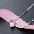 wholesale S925 Silver Metal Rhinestone Pearl Necklace, Korean Version New Fashion Trendy Women's Internet Celebrity Same Style Pendant Collarbone Chain for Office Lady Elegant Temperament-0-2