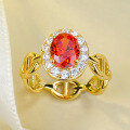 wholesale 925 Silver New Fanta Orange Oval 6*8 Ring for Women with Stylish European and American Design-0-1