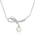 wholesale S925 Sterling Silver Women's Natural Freshwater Pearl Necklace with Asymmetric Tie Pendant Dainty and Sweet Luxury Choker for Wholesale-0-4