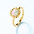 wholesale 10K Gold Plated 925 Silver Opal Ring, Japanese and Korean Style Fashion Minimalist Retro Elegance, Wholesale Custom Manufacturer-0-2