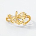 wholesale S925 silver gold-plated fashion trendy hollow leaf vine ring, Japanese-style light luxury niche jewelry wholesale-0-3