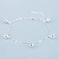 wholesale S925 Silver Factory Direct Silver-Plated Palace Bell Anklet Women's Japanese Korean Hollow Bell Charm Bead Round Bead Simple Hand Jewelry Wholesale-0-0