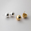 wholesale S925 Sterling Silver Round Ball Stud Earrings, Fashionable and Elegant Semi-Circular Smooth Minimalist Arc-Shaped Personality Hong Kong Style Earrings for Women M02147-0-0