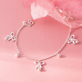 wholesale 990 sterling silver fresh sweet ins style niche high-end delicate bow bead anklet S7983-0-2