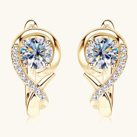 wholesale Pure Silver Cross-Border European and American Fashion Moissanite Earrings, Viral Live Stream High-End Ear Cuffs, Mermaid Full Moissanite Ear Drops-White>0.55 carats+0.55 carats