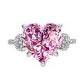 wholesale S925 Sterling Silver 6-Carat Heart-Shaped Pink Moissanite Women's Ring with Group Setting High-End Silver Jewelry Accessories-0-6