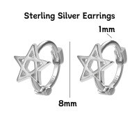 wholesale 925 Silver Women's Four-leaf Clover Heart-shaped Pure Silver Non-removable Ear Cuff Hoop Earrings-Hollow five-pointed star sterling silver earrings
