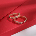 wholesale Sterling Silver Plated Rose Gold Two Small Innocent Matching Couple Rings Men's and Women's Matte Finish Valentine's Day Gift-0-3