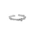 wholesale S925 sterling silver minimalist versatile asymmetrical beaded texture open-end thin ring for women, Korean version, Instagram-0-5