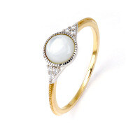 wholesale [925 Silver Gold Plated] Fashion Minimalist Electroplated Two-Tone Ring with Natural White Mother-of-Pearl Factory Supply Wholesale-White Shell Simple Color Separation Women's Ring Size 12