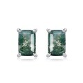 wholesale S925 Sterling Silver Minimalist Geometric Moss Earrings, Luxe High-End Style, Inlaid with Aqua Agate, Wholesale from Manufacturer-0-4