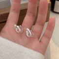 wholesale S925 Sterling Silver Korean Geometric U-Shaped Hoop Earrings for Women, Minimalist and Versatile-0-1