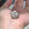 wholesale S925 Sterling Silver New Chinese Style National Trend Vintage Wire Drawing Diamond Small Gold Flower Ring-0-1