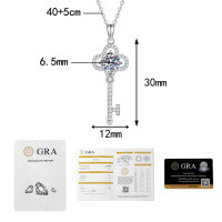 S925 Sterling Silver Moissanite Crown Key Pendant Necklace, 1ct Wholesale.-1 carat moissanite  925 silver