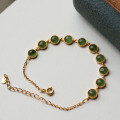 wholesale S925 silver natural Russian material full-color bright green jade bracelet without black spots, Hetian jade bracelet-0-0