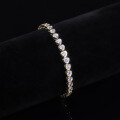wholesale S925 Sterling Silver Plated Gold 4mm Heart Shape Hip Hop Tennis Chain Women's Loose Bracelet Full of Moissanite-0-0