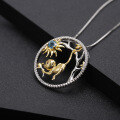 wholesale 925 Silver Chinese Zodiac Monkey Pendant with Natural Gemstone, Necklace-0-2