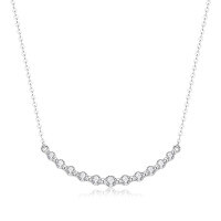 wholesale 18K Gold (Au750) Platinum Light Luxury Cultured Diamond Genuine Diamond One-Line V-Shaped Necklace Collarbone Chain-18k gold cultured diamond necklace 3