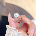 wholesale S925 Sterling Silver Fashionable and Unique Freshwater Pearl Index Finger Ring for Women, Niche Minimalist Design Elegant Openable Ring-0-2