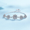 wholesale S925 Sterling Silver Moissanite Snowflake Bracelet for Women, High-End Fashion Jewelry, Holiday Gift for Girlfriend-0-0