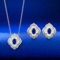 wholesale S925 Sterling Silver Royal Blue 4*6mm Mother-of-Pearl Inlaid Necklace Women's Choker Pendant-0-0