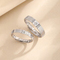 wholesale S925 Sterling Silver Diamond Pattern Couple Rings, Niche Design, Fashionable and Versatile High-End Matching Bands for Engraving, Valentine's Day Gift-0-0