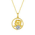 wholesale S925 silver Year of the Tiger pendant with 1-carat moissanite, Q-version cartoon zodiac necklace pendant-0-16
