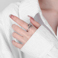 wholesale S925 Sterling Silver Korean Style Ins Minimalist Simple Line Circle Geometric Creative Versatile Open Ring-0-2
