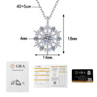 S925 Sterling Silver Moissanite Rotating Snowflake Pendant Necklace-30-point Moissanite  925 Silver