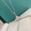 wholesale 925 Sterling Silver Moissanite Necklace for Women, Luxury Personality Square Diamond Advanced Sense Pendant Plated with 18k White Gold, Drop Shipping-0-3