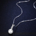 925 Silver Korean Light Luxury Jewelry Moissanite Four-Prong Necklace with Freshwater Pearl Pendant-0-0