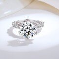 wholesale S925 Sterling Silver Moissanite Ring for Women 5ct Honey Snow Flower Bud Luxurious High-End Proposal Wedding Ring Wholesale-0-1