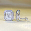 wholesale S925 silver new 8*10mm high-carbon diamond rectangular emerald-cut stud earrings, fashionable and versatile for women-0-2