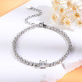 wholesale S925 gold-plated silver bracelet with princess-cut moissanite, simple and versatile elegant jewelry, simulated diamond gift-0-2