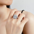 S925 Silver Moissanite Women's Ring, Extravagantly Set with a 4-Carat Rectangular Brilliant Cut-0-1