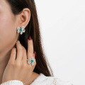 wholesale S925 Luxury Butterfly Earrings with 1ct 5*7 Zambian Color Lab-Grown Emerald, Live Broadcast Same Style-0-3