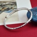 wholesale Matte 9999 Sterling Silver Star Moon Bangle Bracelet, Minimalist Push-Pull Cuff with a Niche Luxury Feel-0-2