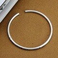 wholesale 925 Sterling Silver Handcrafted Chiang Mai Floral Pattern Bangle for Women, Vintage Student Bohemian Style Thai Silver Jewelry-0-1