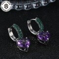 wholesale S925 Sterling Silver with Natural Amethyst Gemstone Thorn Bud Design Heart-shaped Earrings-0-1